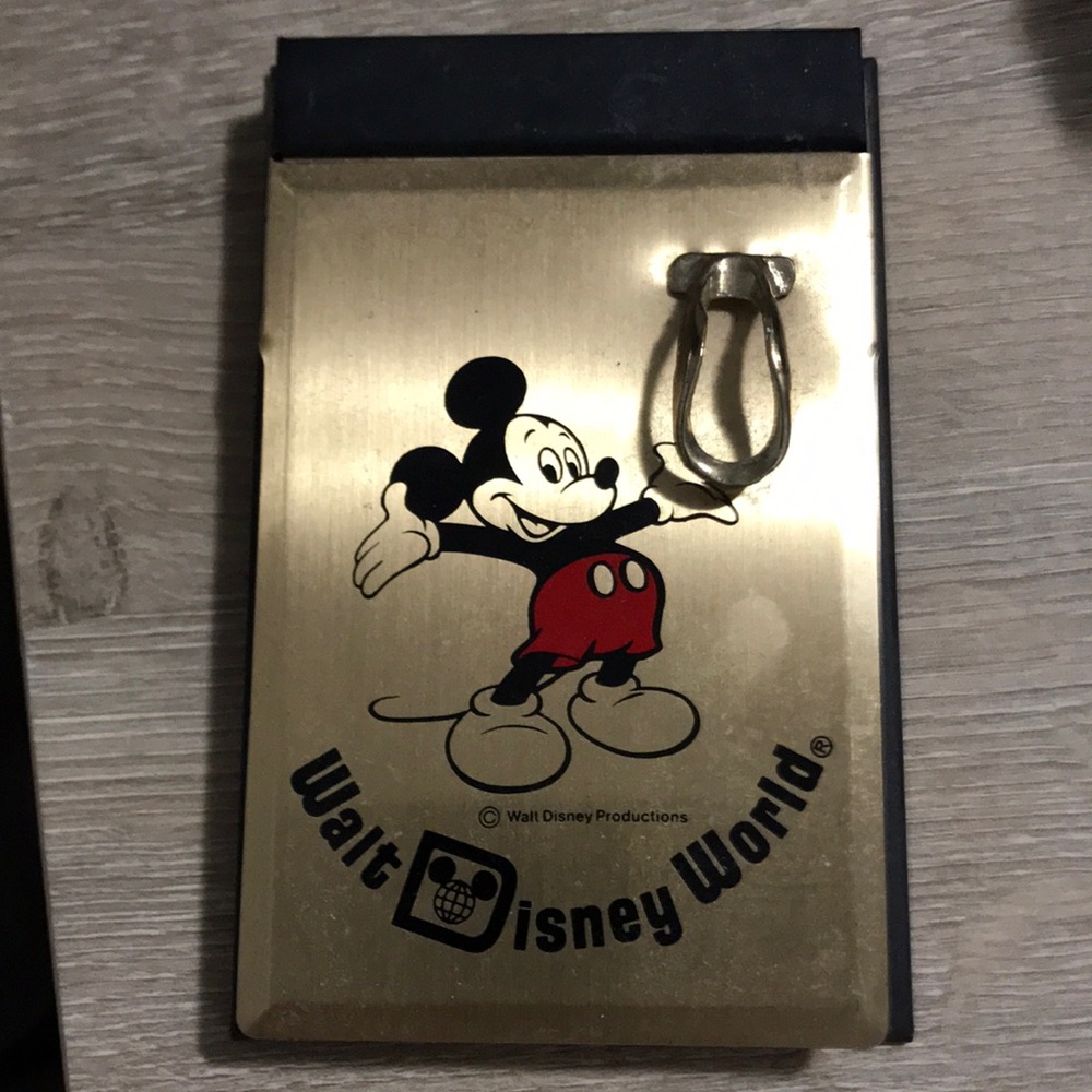 Vintage 70s Mickey Mouse Note Pad Walt Disney World Memo Holder with paper